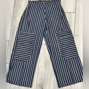 Tulip Brand Lightweight Cotton Striped Cropped Pants Sz XS